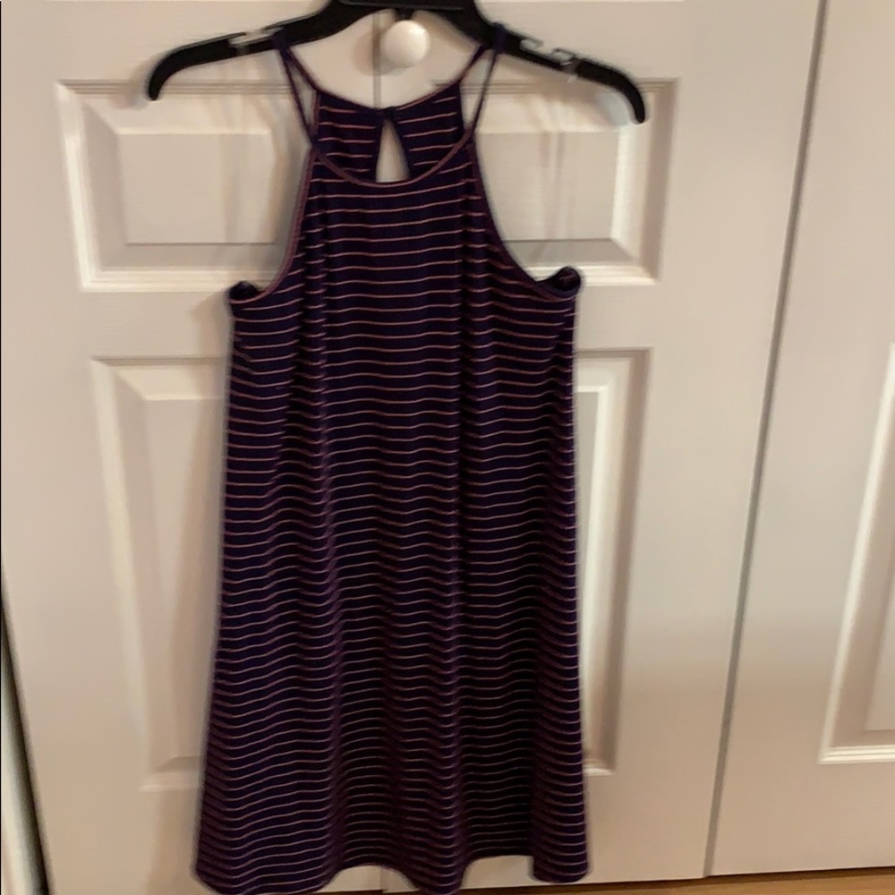 Navy with pink stripes knit dress